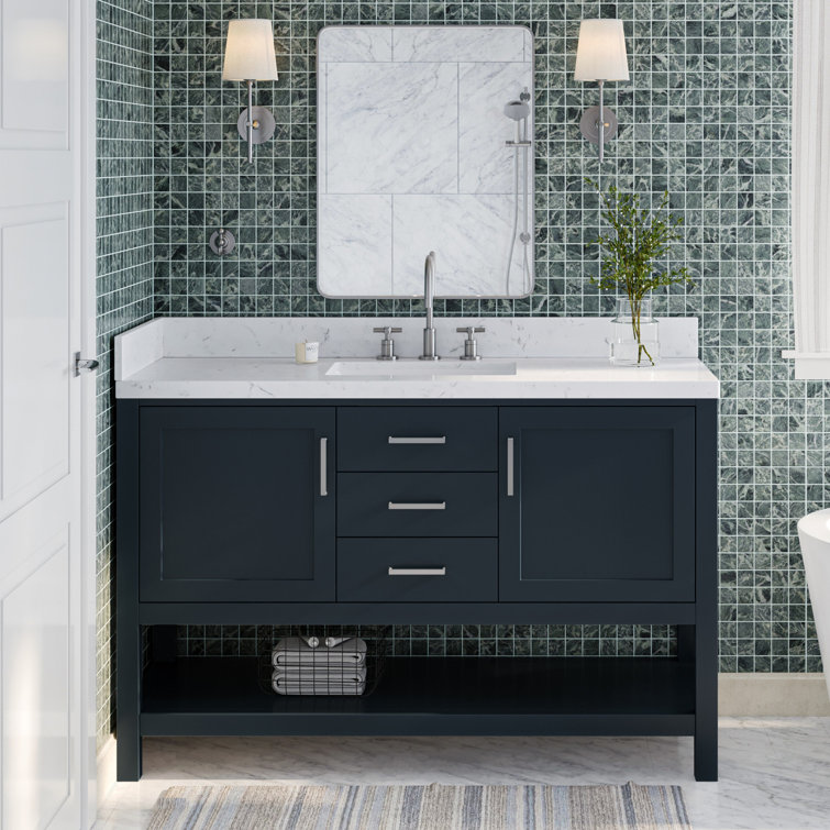 Midnight Blue 54" Freestanding Single Basin Vanity with Quartz Top