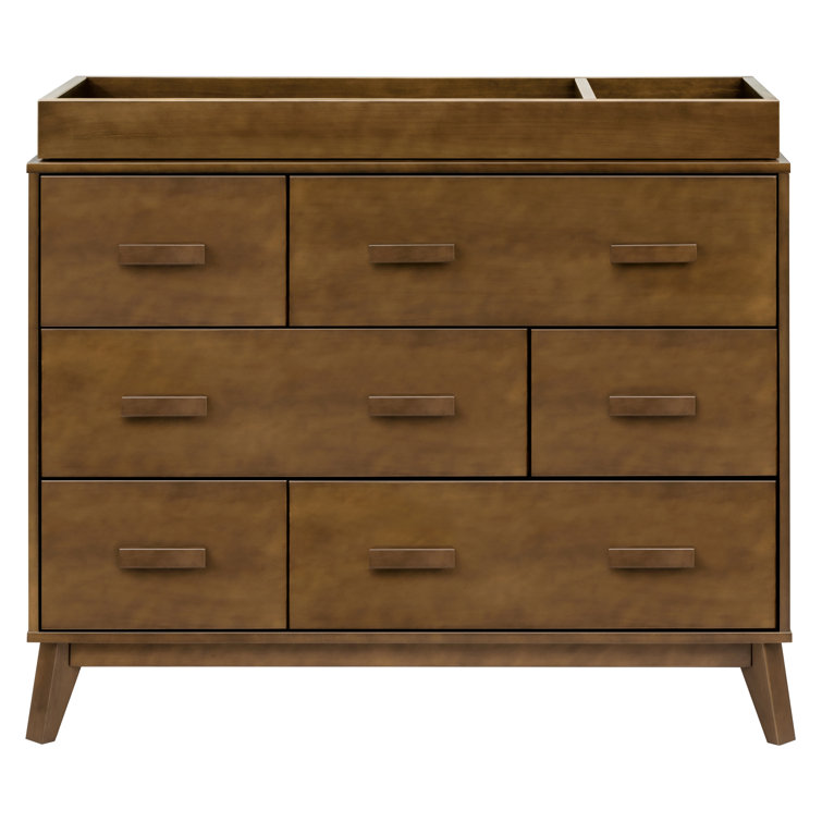 Natural Walnut Mid-Century Modern 6-Drawer Dresser