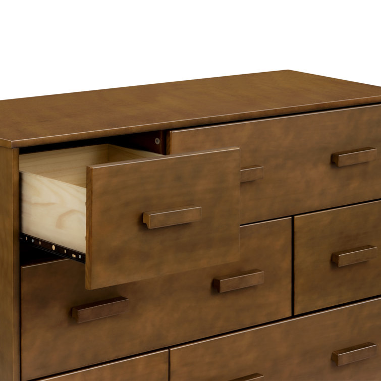 Natural Walnut Mid-Century Modern 6-Drawer Dresser