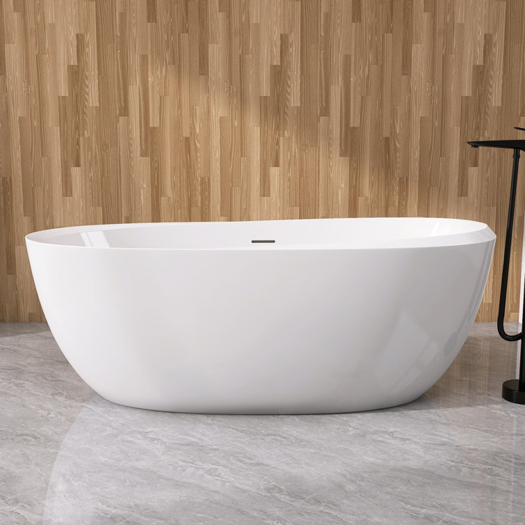 59'' White Acrylic Freestanding Soaking Bathtub