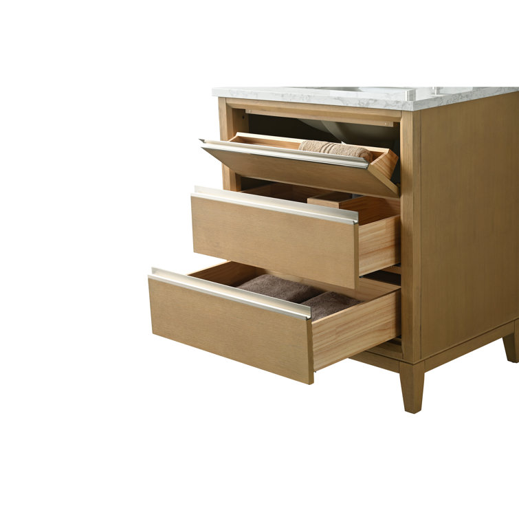 Natural Oak 30" Single Bathroom Vanity with Marble Top