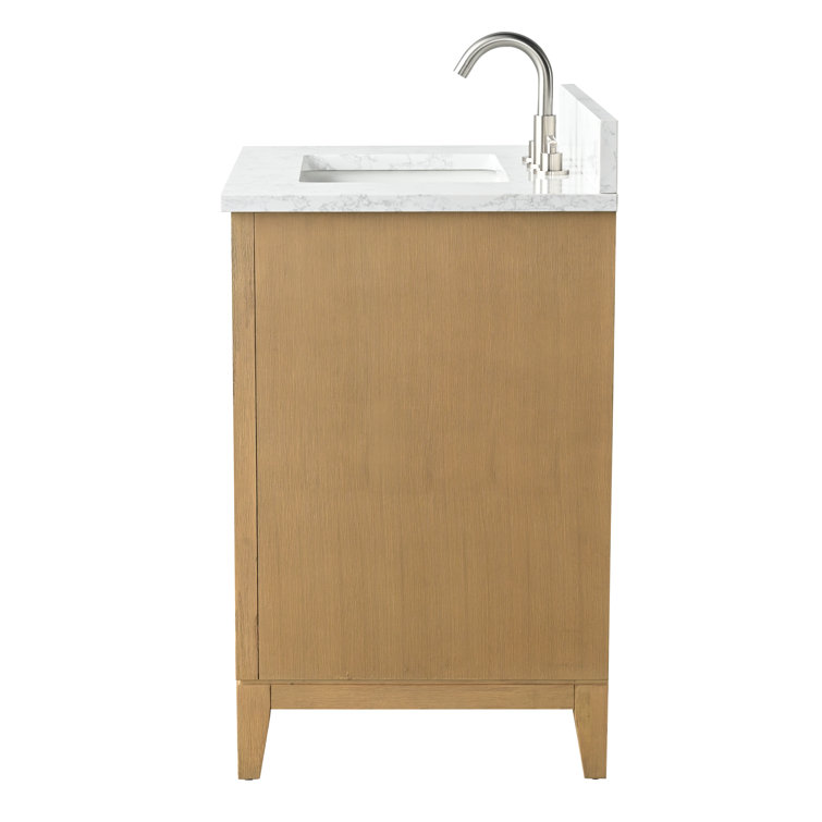 Natural Oak 30" Single Bathroom Vanity with Marble Top