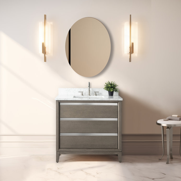 Driftwood Gray 36" Single Sink Bathroom Vanity with Marble Top