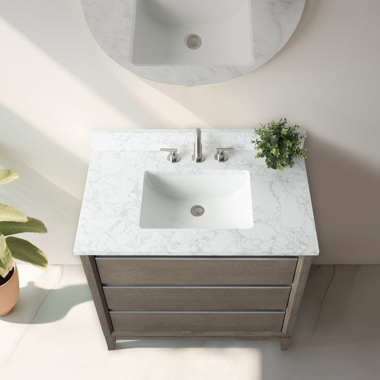 Driftwood Gray 36" Single Sink Bathroom Vanity with Marble Top