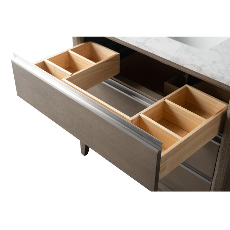 Driftwood Gray 36" Single Sink Bathroom Vanity with Marble Top