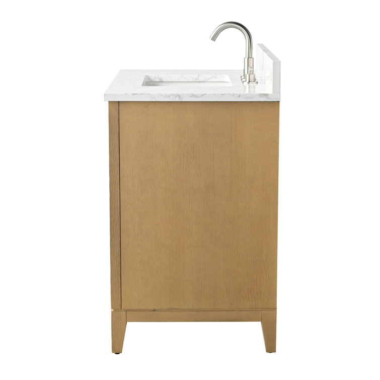 Natural Oak 36" Single Bathroom Vanity with Marble Top