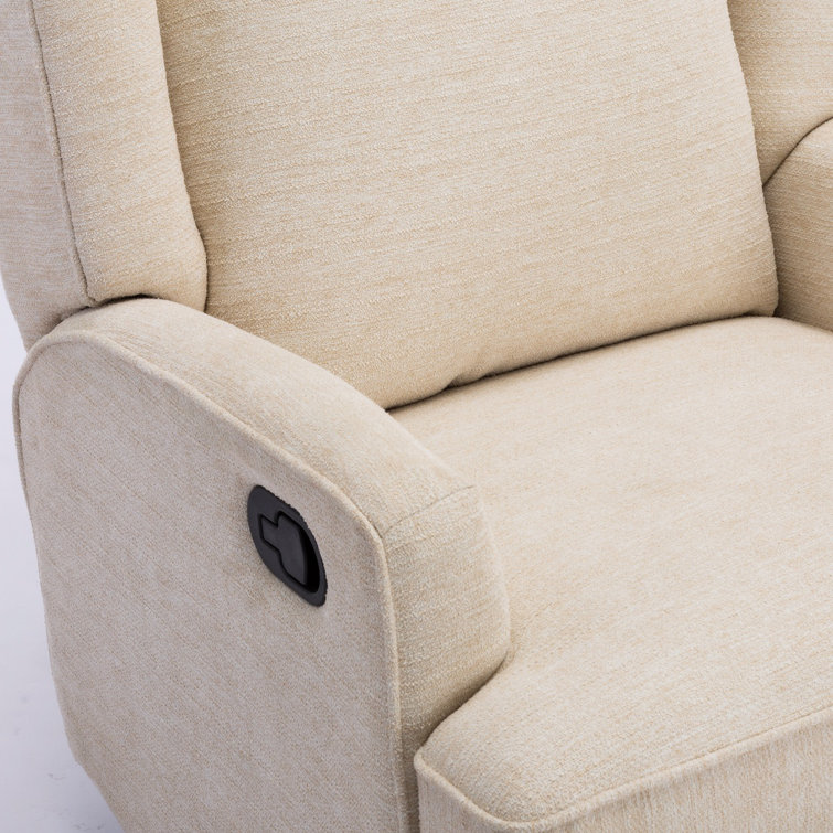 Serelda Transitional Beige Chenille Wingback Swivel Recliner