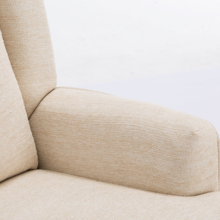 Serelda Transitional Beige Chenille Wingback Swivel Recliner