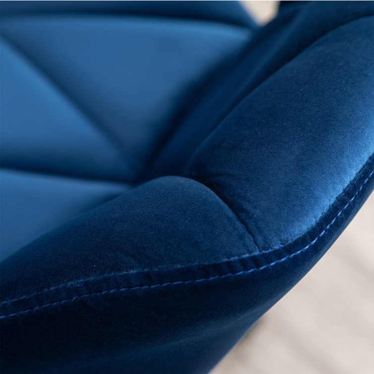 Blue Velvet Armless Swivel Office Chair