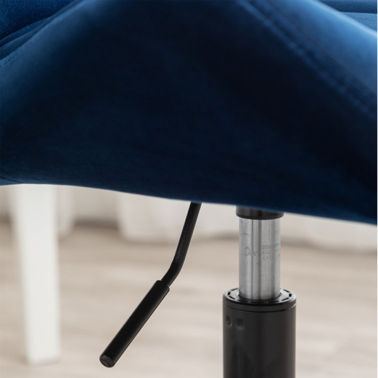 Blue Velvet Armless Swivel Office Chair