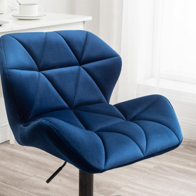 Blue Velvet Armless Swivel Office Chair