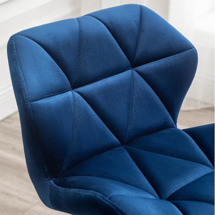Blue Velvet Armless Swivel Office Chair