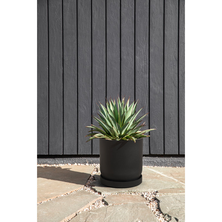 Black 10'' Plastic-Concrete Round Plant Saucer