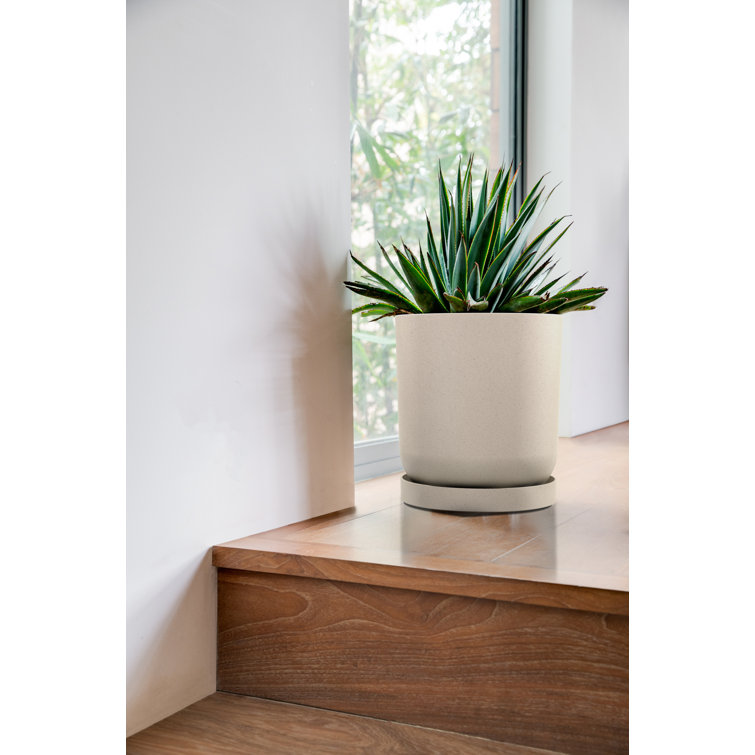 Sand Plastic-Stone 10" Planter Tray Set of 2