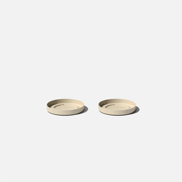Sand Plastic-Stone 10" Planter Tray Set of 2