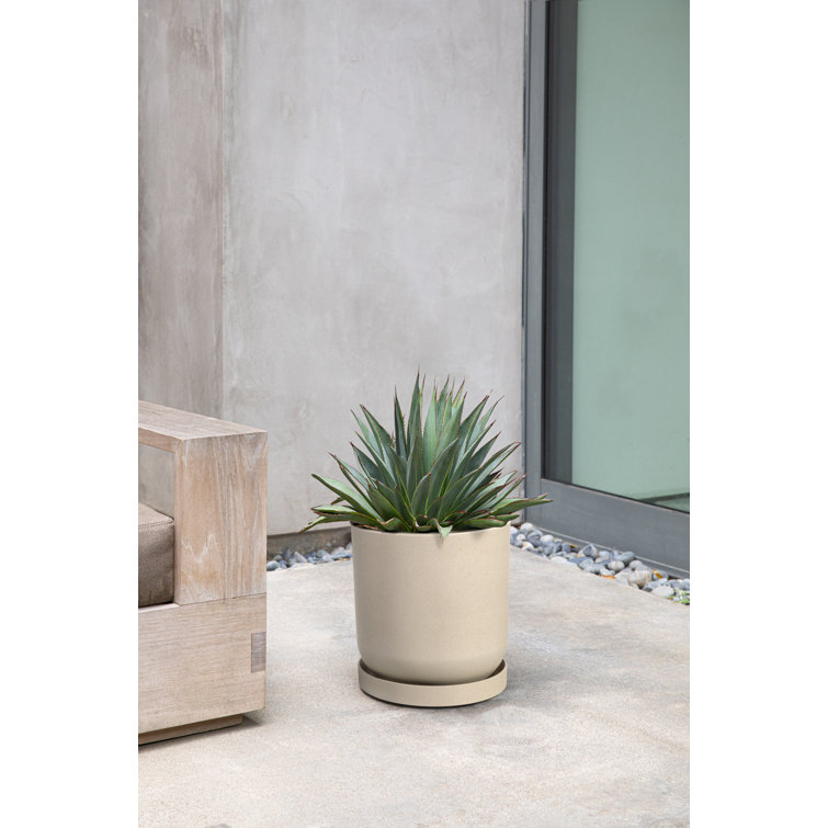 Sand Plastic-Stone 10" Planter Tray Set of 2