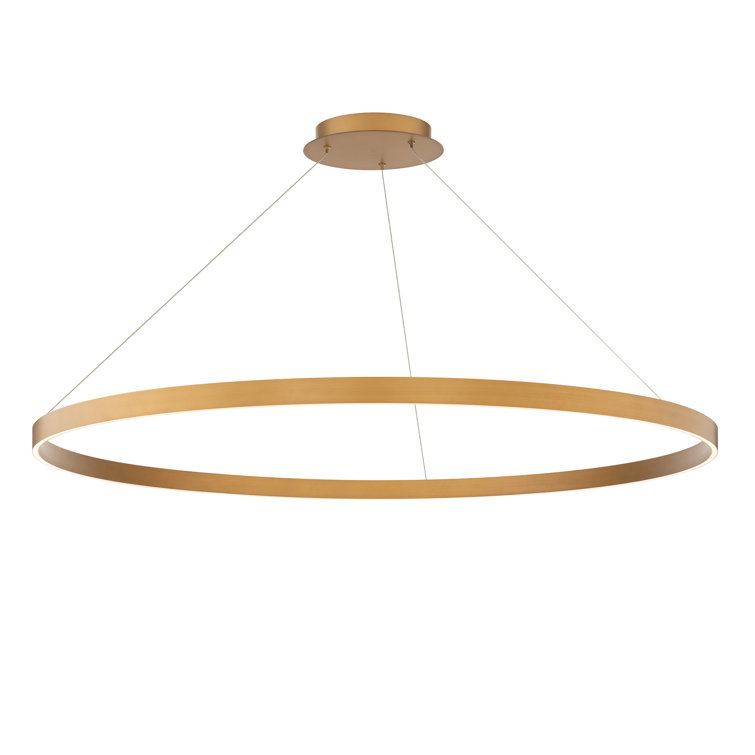 Aged Brass Large Circular LED Pendant Light