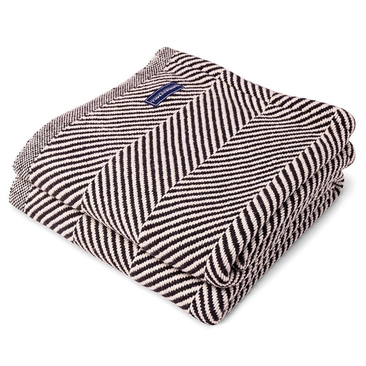 Monhegan Black and White Cotton Herringbone Throw