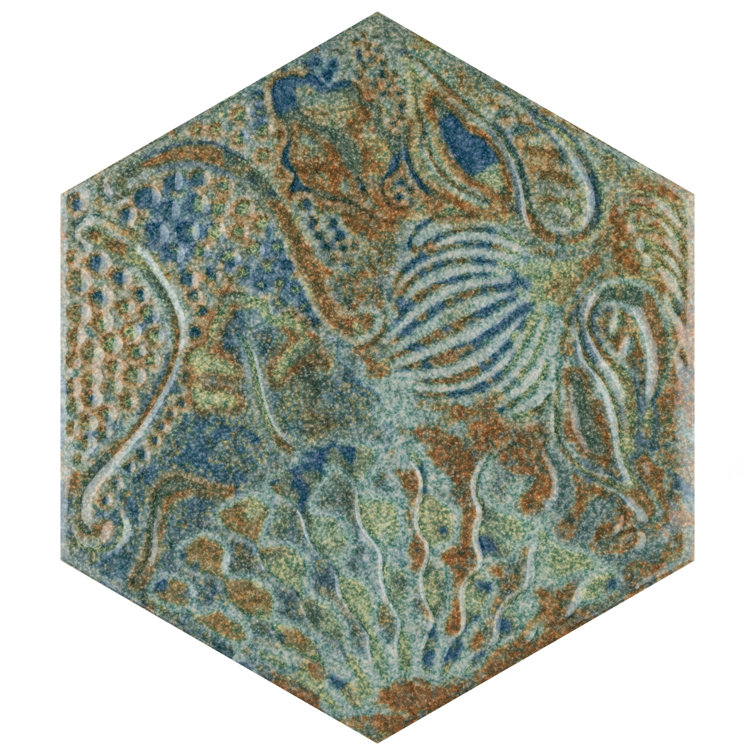 Gaudi Ocean Hexagon Porcelain Wall and Floor Tile