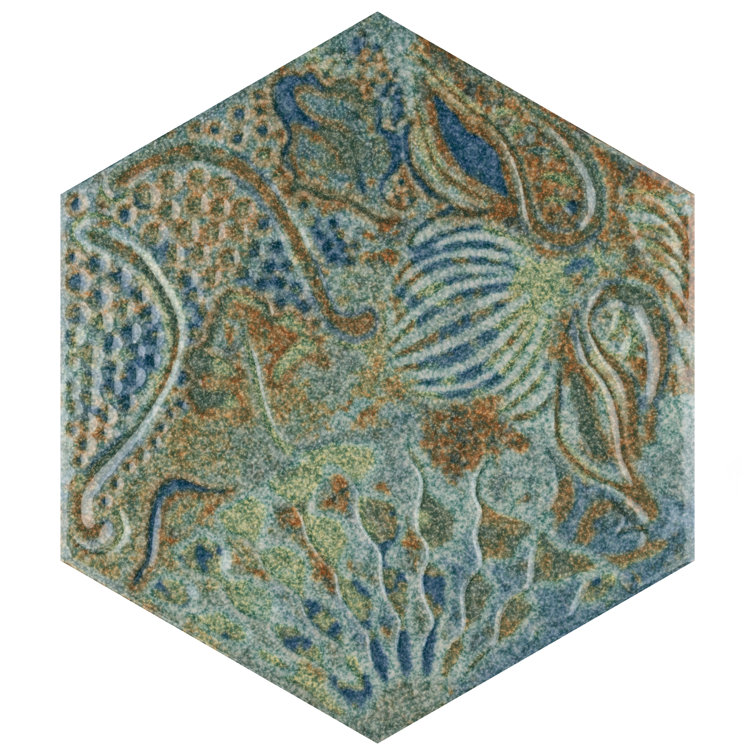 Gaudi Ocean Hexagon Porcelain Wall and Floor Tile