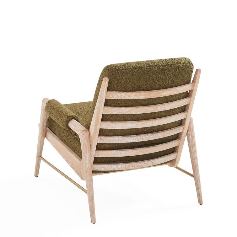 Olive Faux Shearling Upholstered Oak Accent Chair