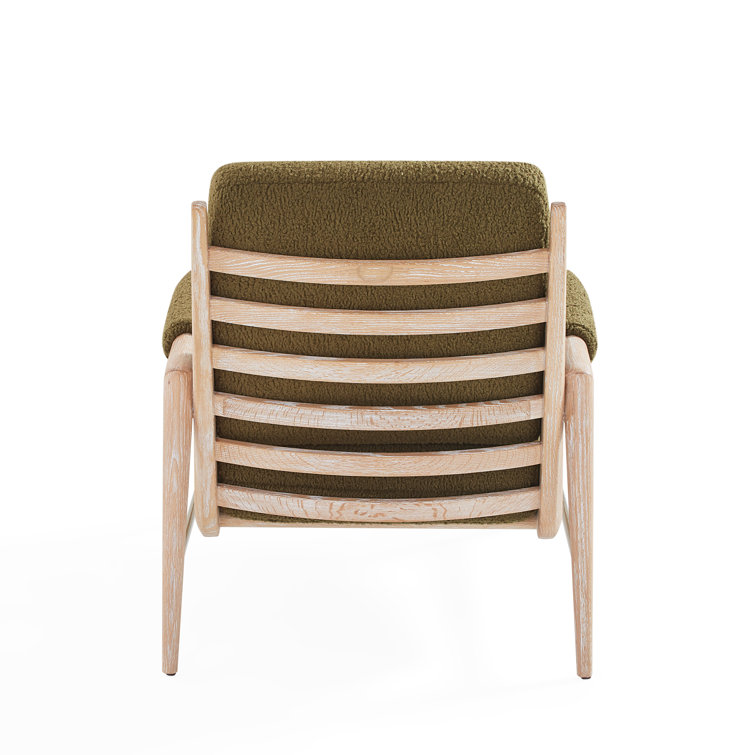 Olive Faux Shearling Upholstered Oak Accent Chair