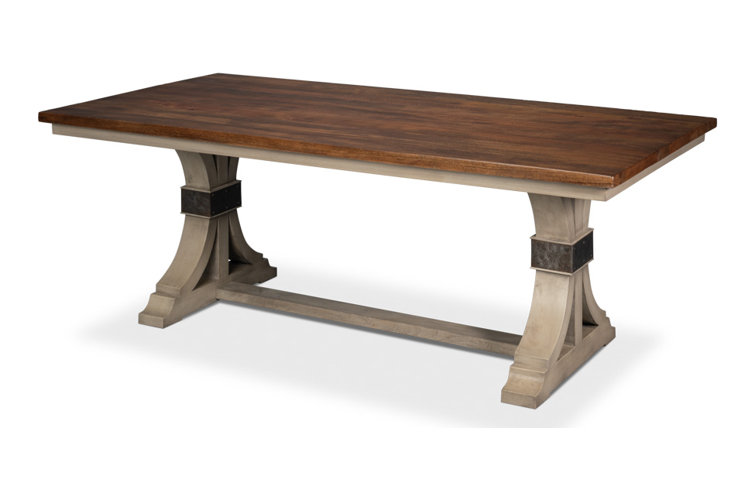 Brown Mango Wood Trestle Base Dining Table
