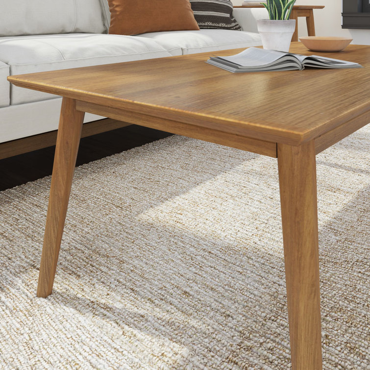 Pecan Solid Wood Mid-Century Modern Rectangular Coffee Table