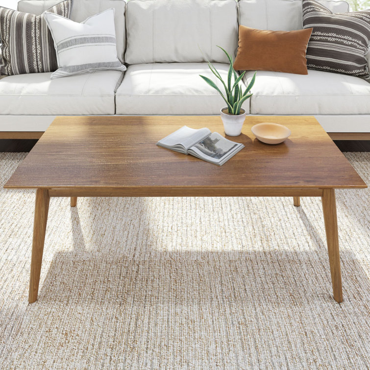 Pecan Solid Wood Mid-Century Modern Rectangular Coffee Table