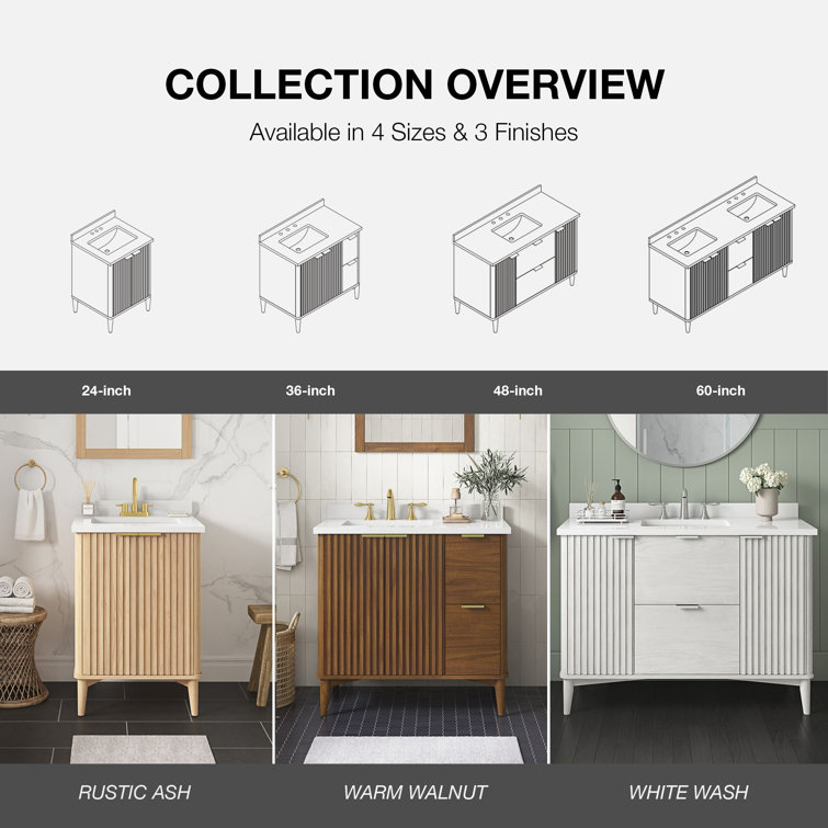 Ronson 36" Rustic Ash Single Sink Scandinavian Bathroom Vanity