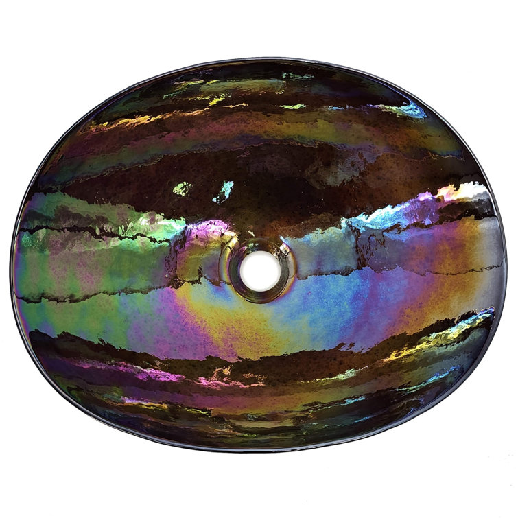 Chestnut Brown Murano Glass Oval Above-Counter Bathroom Sink