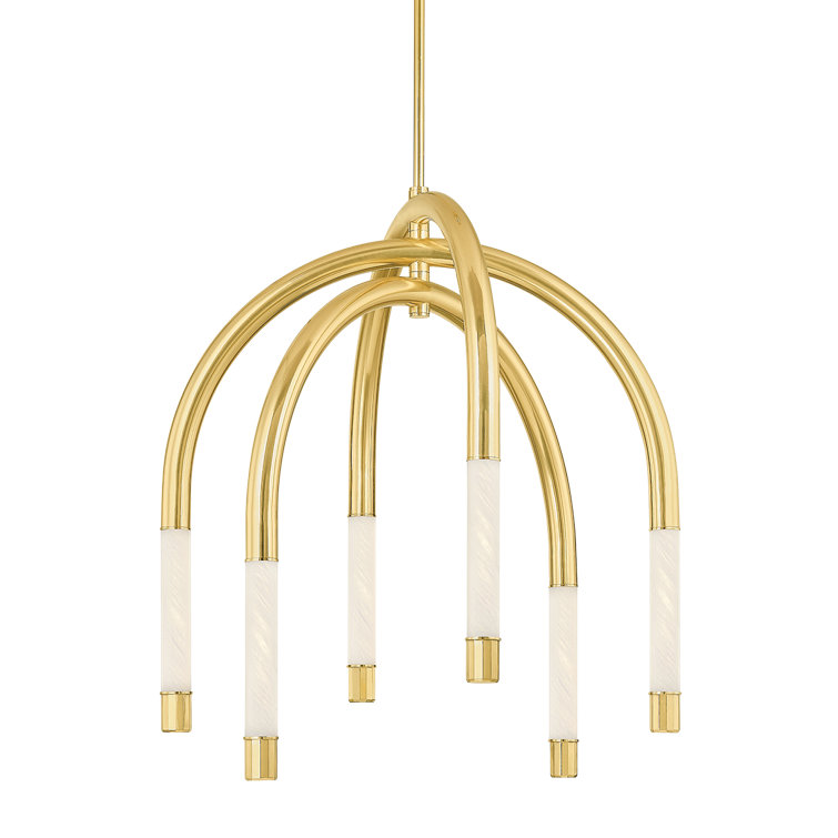 Vintage Polished Brass 6-Light LED Teardrop Chandelier