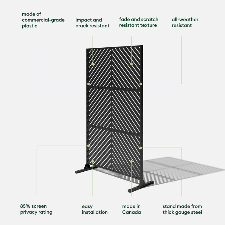Arrow Black Steel and Plastic Privacy Screen Set