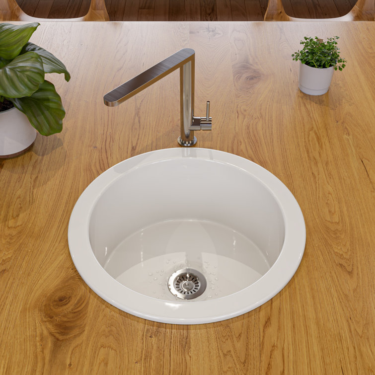 18.5'' Round White Fireclay Undermount Kitchen Sink