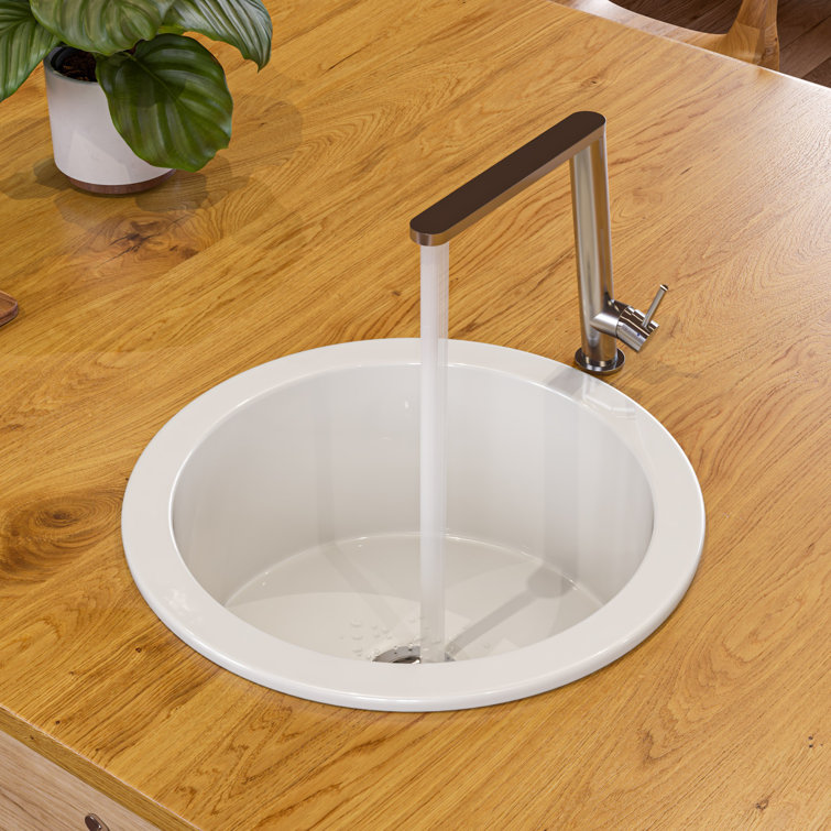 18.5'' Round White Fireclay Undermount Kitchen Sink