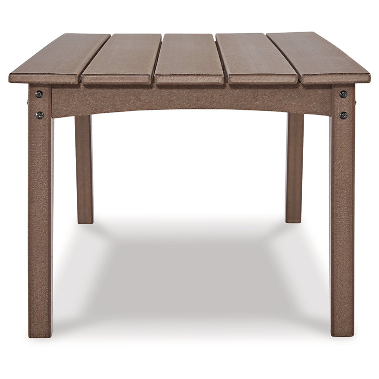 Gray HDPE Rectangular Outdoor Coffee Table with Slatted Top