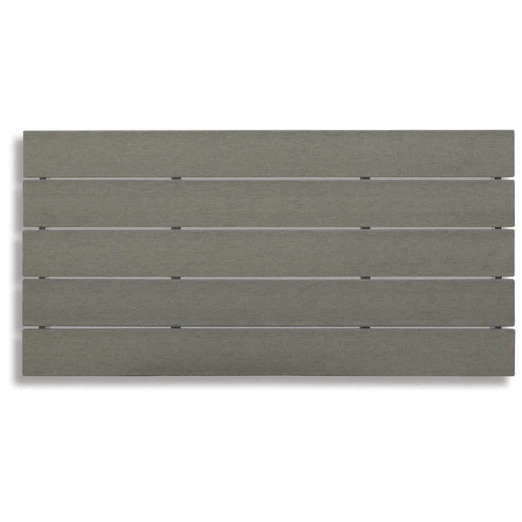 Gray HDPE Rectangular Outdoor Coffee Table with Slatted Top