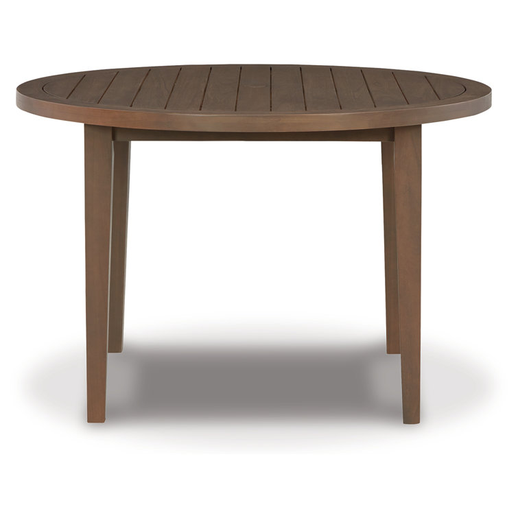 Mid-Century Modern Brown Eucalyptus Round Dining Table