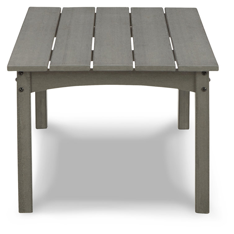 Gray HDPE Rectangular Outdoor Coffee Table with Slatted Top