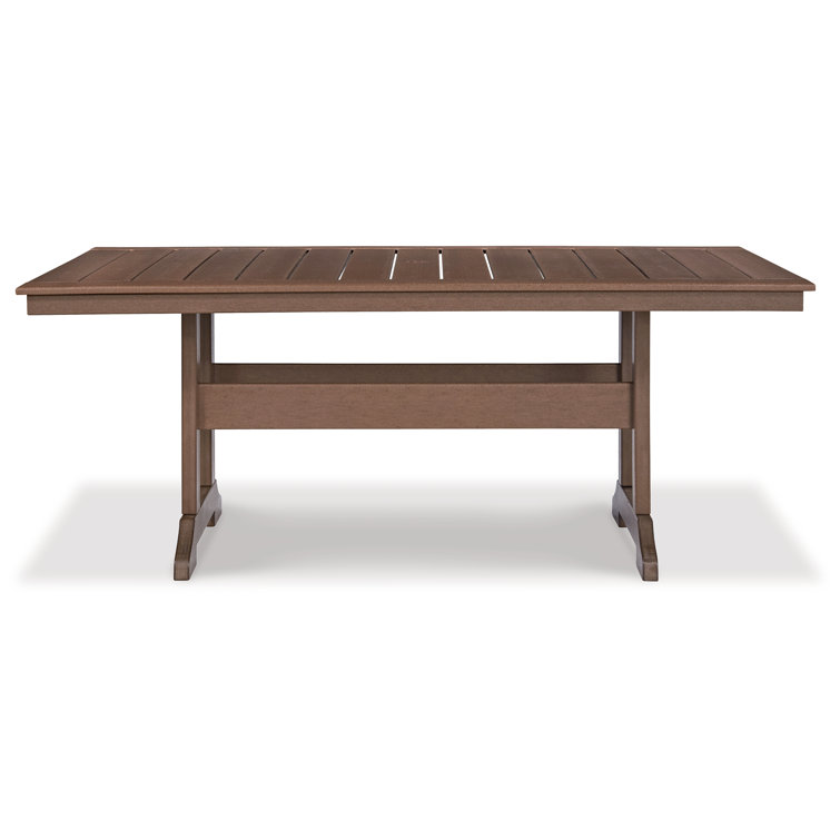 Emmeline 72'' Brown HDPE Transitional Outdoor Dining Table