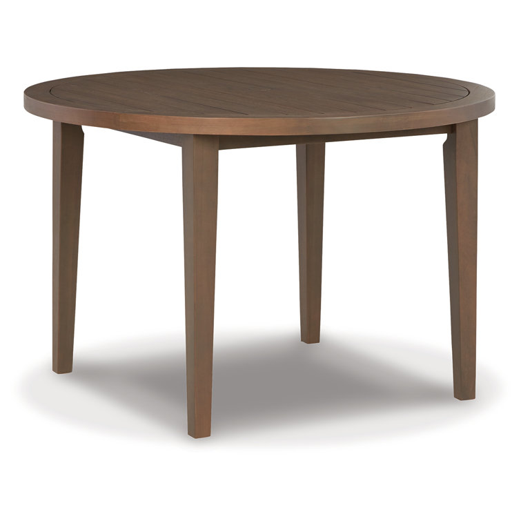 Mid-Century Modern Brown Eucalyptus Round Dining Table