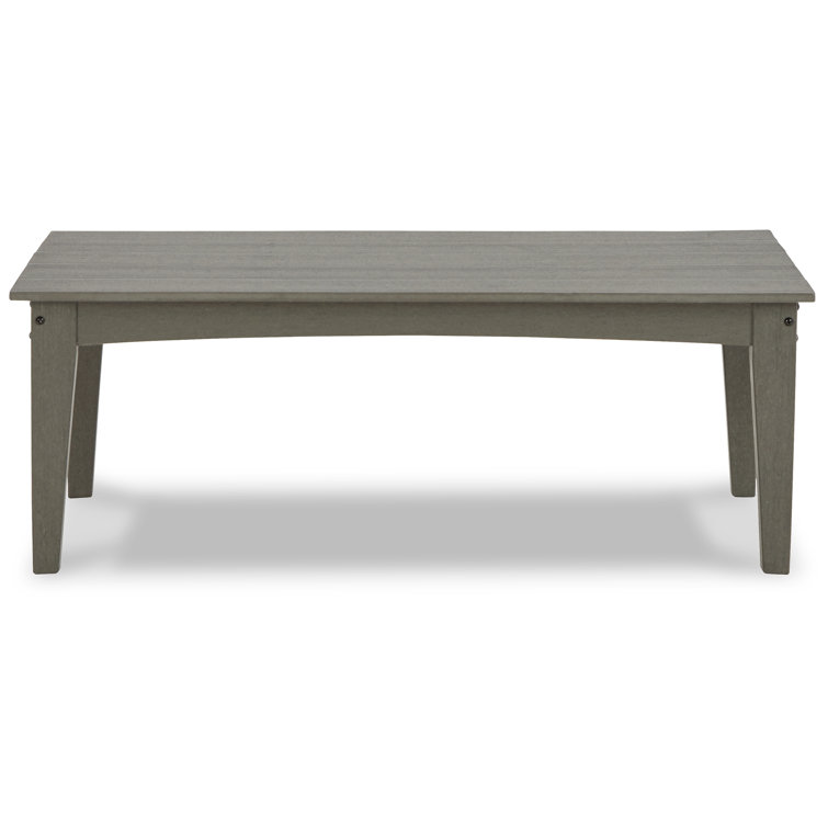 Gray HDPE Rectangular Outdoor Coffee Table with Slatted Top