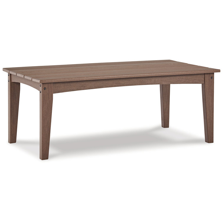 Gray HDPE Rectangular Outdoor Coffee Table with Slatted Top