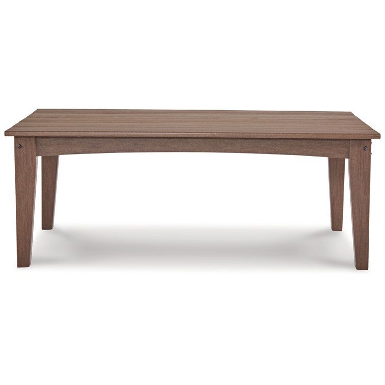 Gray HDPE Rectangular Outdoor Coffee Table with Slatted Top