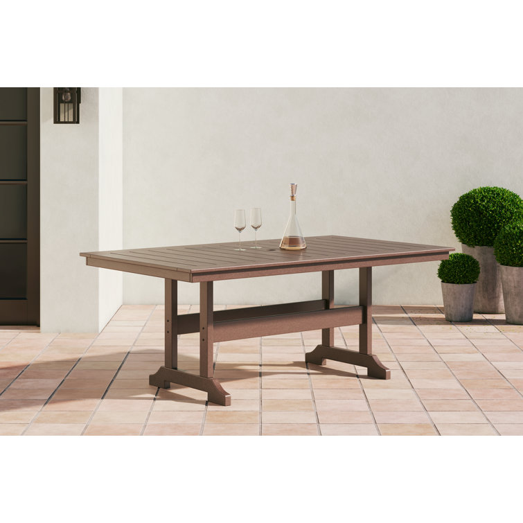 Emmeline 72'' Brown HDPE Transitional Outdoor Dining Table