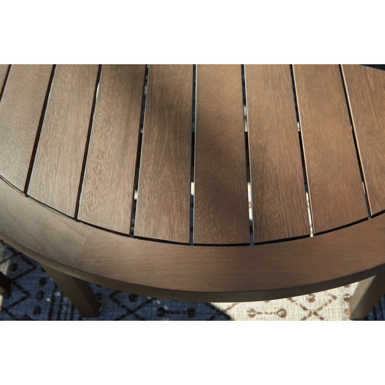 Mid-Century Modern Brown Eucalyptus Round Dining Table