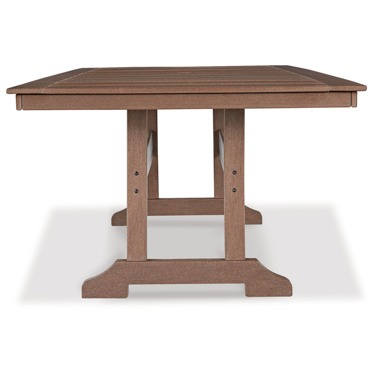 Emmeline 72'' Brown HDPE Transitional Outdoor Dining Table