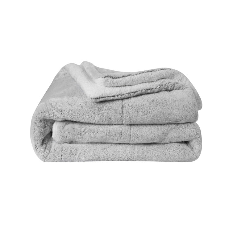 Gray King Reversible Faux Fur Down Alternative Comforter Set