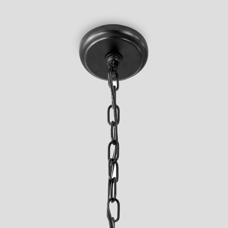 Black Glass Droplet Tiered Chandelier with Iron Frame