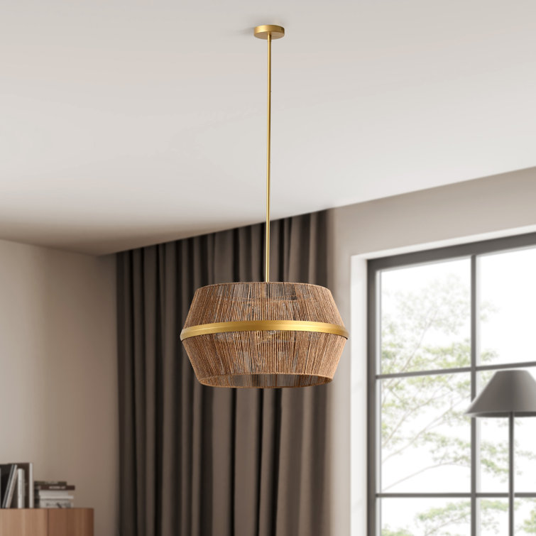 Wendy 26'' Natural Rattan and Iron Chandelier
